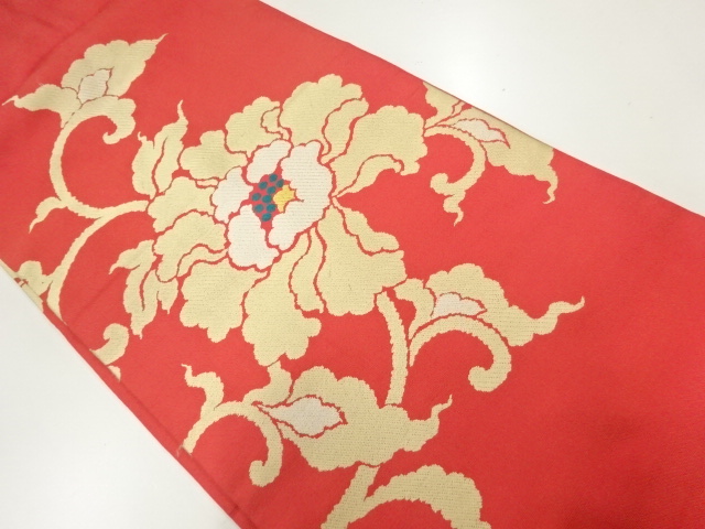 アンティーク　牡丹模様織出し名古屋帯（着用可）